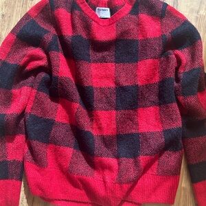Old Navy Red and Black Checkered Knit